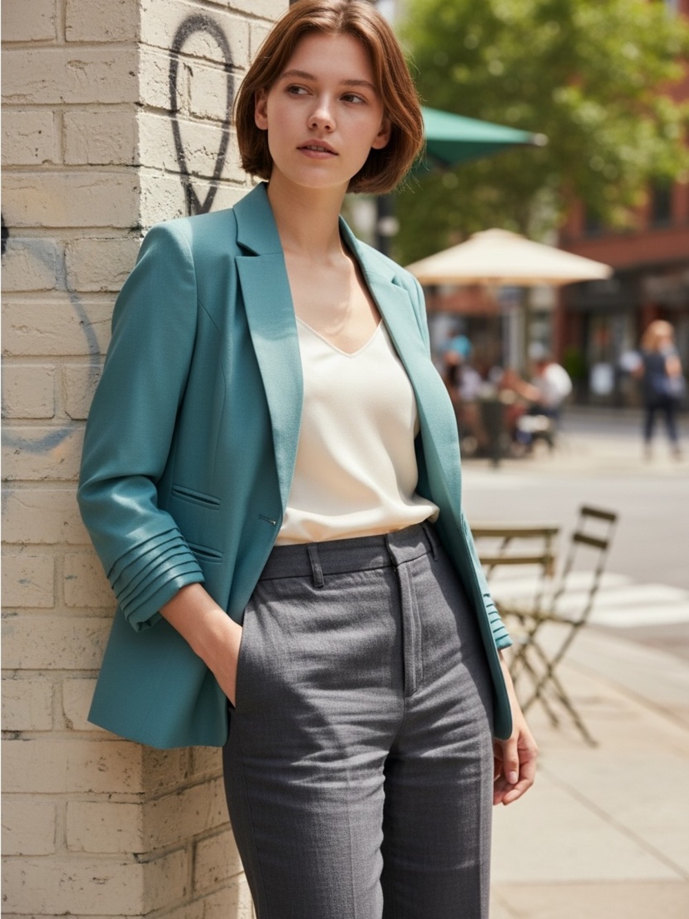 Teal Women's Tailored Blazer Jacket - Brand